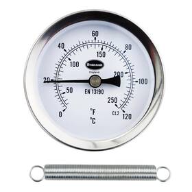 Brannan 33/401/0 Clip On Pipe Clamp Hvac Thermometer - Stainless Steel