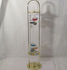 Brass Large Euc " Shabby Galileo 70s Blown Vtg Glass Thermometer 420 Stand 16
