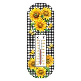 Th01731 Briarwood Lane Checkered Sunflowers Metal Thermometer