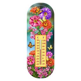 Th01778 Briarwood Lane Zinnias In Bloom Metal Thermometer