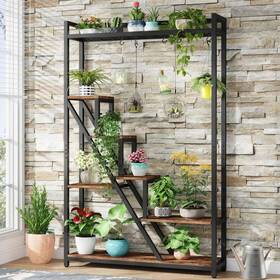 Bb-c0843ct Byblight Indoor Plant Stand 70.86 Inch X 41.34 11.81 Wood 7-tier Rustic Brown