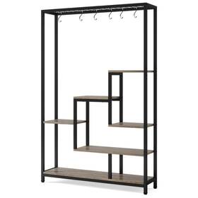 Bb-jw0570gx Byblight Plant Stand 70.86 Inch 5-tier Wooden Rectangle Tall Flower Rack With 10-hooks