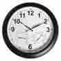 C08-201 Garden Treasures Modern Indoor Outdoor Plastic Black Thermometer With Clock