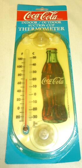 Chaney 072397001649 Vintage Coca-cola Thermometer Window Suction Cup Indoor Outdoor Coke Bottle