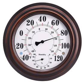 Chivenido 313096556536 Indoor Outdoor Thermometer - Premium Steel Wall Hygrometer For Patio