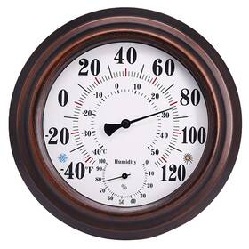 Chivenido 711181499735 Indoor Outdoor Thermometer - Premium Steel Wall Hygrometer For Patio