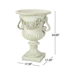 Christopher Knight Home 843485103121 Buena Vista Outdoor 24-inch Cast Stone Urn By White