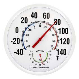 B08fwn8fwp Circrane 13.25 Inch Round Thermometer Hygrometer - Large Indoor/outdoor Wall Monitor