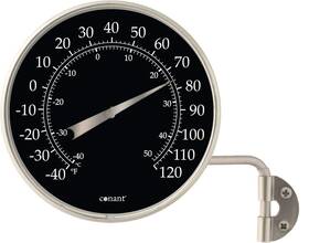 Conant 721002911636 D Cor High Contrast Black 4 Inch Dial Thermometer Satin Nickel