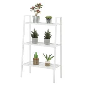R4-0491 Convenience Concepts Plant Stand 40.75 Inch Metal Ladder Nft Shelves White 3 Tier