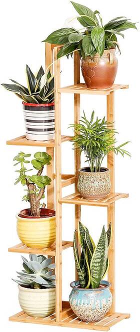 Yx-05 Copree Bamboo 5 Tier 6 Potted Plant Stand Rack Multiple Flower Pot Holder Shelf Indoor