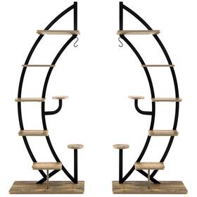 210079na-fdsa989 Costway 2 Pcs 6 Tier Metal Plant Stand Flower Rack Half Moon Display Shelf Living Room