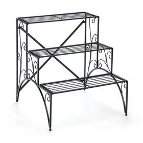 A1q2-10nwr9mw Costway Plant Stand 27 Inch H X 24 W Iron Material Pot Display Rack 3-tier Black