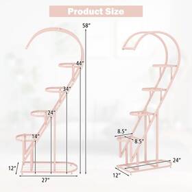 Gt4090pb Costway 5-tier Ladder Indoor Metal Plant Stand Display Basket Plants With Hanging Hook