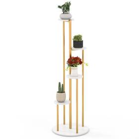 Hz10209wh Costway 5 Tier Home Modern Indoor Corner Plant Stand For Potted And Gold Metal Frame