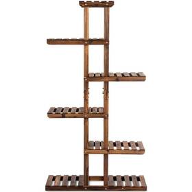 J9d3wr2 Costway Plant Stand 6-tier Display Shelf Storage Rack Solid Fir Wood In Brown