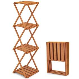 Jz10294 Costway 4-tier Storage Foldable Wooden Plant Rack Free Standing Shoe X-shaped Frame