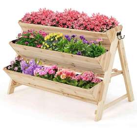 Th10014 Costway Vertical Raised Garden Bed 3-tier Steeple With Storage Shelf Side Hook