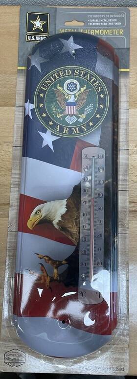 Country Side Products 821472430559 United States Army Metal Thermometer 17.5 Inch Indoor/outdoor. Weather Resistant