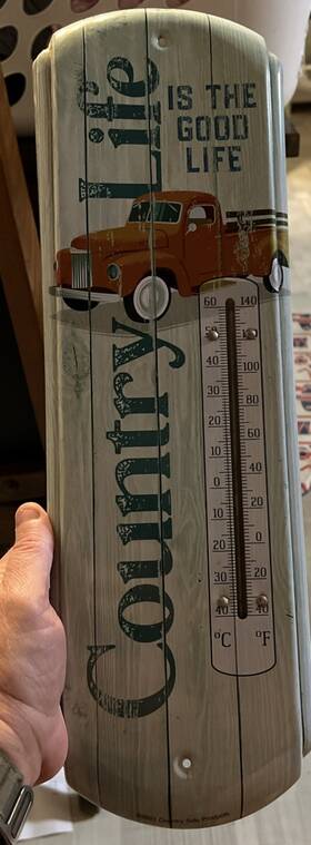 Country Side Products 821472624453 Life 17 Inch Tall Metal Thermometer Classic Red Pickup Truck