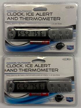 11059 Custom Accessories 2/ 21.99 Indoor/outdoor Clock Ice Alert And Thermometer