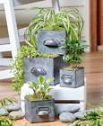 D08193 Drawer Plant Holder Set Of Silver Metal Galvanized 7101693208193