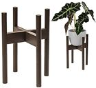 Dark Wood Indoor Plant Stand Full Adjustable Holder For 8 To 12 Inches