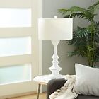 Deco 79 Traditional Polystone Round Table Lamp 16inch X 30inch White