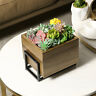 Deco2832brn Mygift Modern Style Solid Acacia Wood Square Planter Pot With