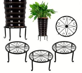 Deelf Outlet 880507270461 3 Pack 9 Inches Metal Plant Stands With Saucer For Indoor And Outdoor Plants