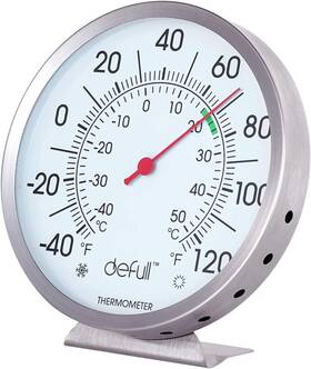 Th009 Defull 5 Inch Large Dial Indoor Outdoor Thermometer - Battery-free Dual Scale -40 F To 120