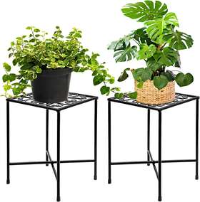 Denvdency 692620023561 Metal Plant Stand 2 Pack Art Iron Flower For Decor Corner Modern