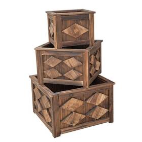 Devault Enterprises 837839002307 Square Planters Set Of 3 Brown
