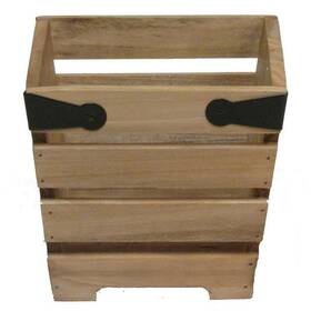 Dev2400b Devault Enterprises Natural Wood 5 Inch Crate Style Pot With Metal Corner Design Tan