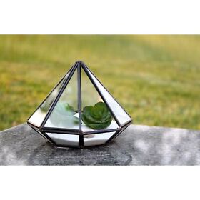 Diamond Shape Geometric 4.75-inches X 6-inches Terrarium Black