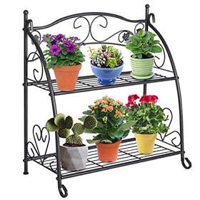 Doeworks 2 Tier Metal Plant Stand Storage Rack Shelf Pot Holder For Indoor