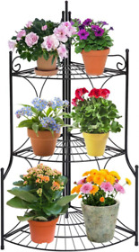 Gb-lj-1306m Doeworks 3 Tier Folding Plant Stand Pot Rack And Metal Corner Shelf