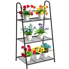 Doeworks 3 Tier Metal Plant Stand Ladder-shaped Storage Rack Shelf Shoe