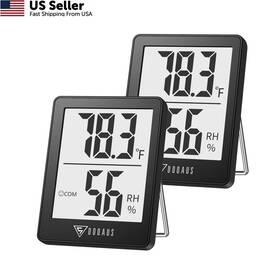 Doqaus Hm1-2 Humidity Meter 2 Pack Room Thermometer Indoor Black