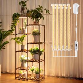 Dreyoo 313085429421 Plant Stand With Grow Lights Wood Shelf Full Spectrum La