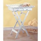33139 Elegant Tall White " Wood Stand Tray Foldable 27