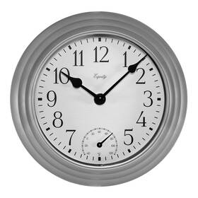 29007 Equity By La Crosse Quartz Wall Clock With Temperature 8 Inch Metallic Silver X 1.6