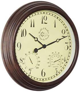 Esschert Design 714982074516 Plastic Clock And Thermometer Large