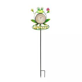 Evergreen 313041616674 Frog 47 Inch Solar Thermometer Garden Stake