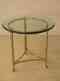 F38395 Tall Brass Style Occasional Decorator Table Glass Regency