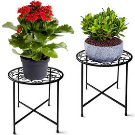 Fashion&cool 720168445368 Plant Stand Indoor Outdoor 2 Pack 15 Inch Tall Flower Pot Round Metal Cor