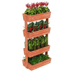 Fativo 427274568877 4-tier Wooden Vertical Ladder Raised Vegetable Planter Box