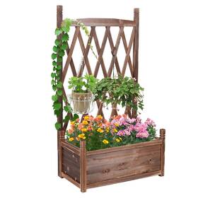 Fativo 427274568914 Wooden Garden Plant Box With Trellis Flower Raised Bed