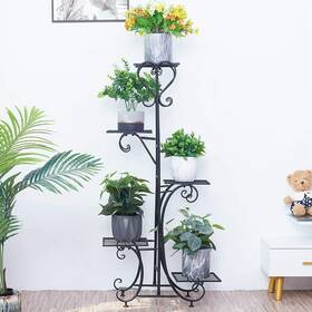 Fativo 427274569102 Tall Plant Stand 5 Tiered Iron Shelf Garden Display