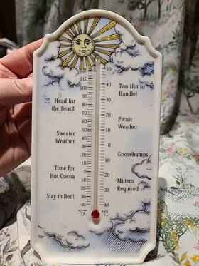 Figi Graphics 092626372258 Vintage Celestial Ceramic Thermometer Whimsigoth Whimsical Htf